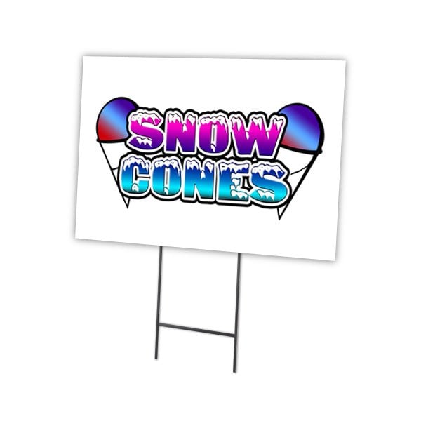 Snow Cones Yard Sign & Stake outdoor plastic coroplast window, C-1216-DS-Snow Cones